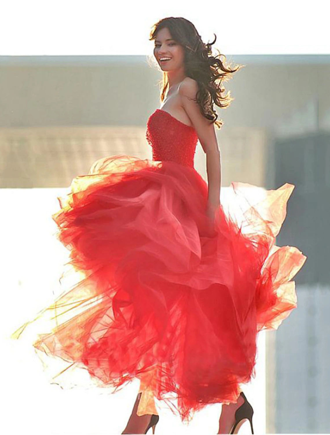 Wholesale  A-Line Luxurious Elegant Party Wear Prom Birthday Dress Sweetheart Neckline Sleeveless Floor Length Tulle with Pleats